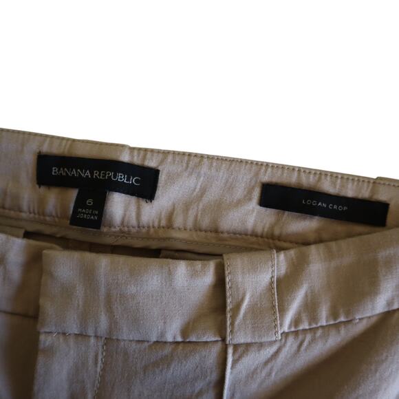 Banana Republic Womens Logan Trouser Pleated Crop Pants Size 6 Khaki Modal Blend - Picture 6 of 12
